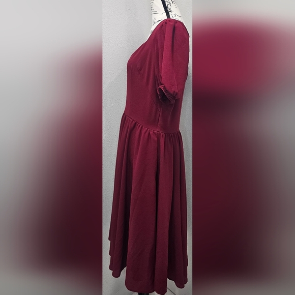 Laura Byrnes Women's Pin Up Lucrezia Day Swing Dress Maroon Size XL NWOT - Picture 2 of 11